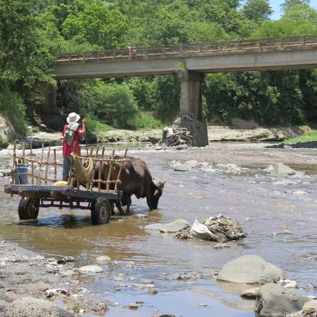 A flooded causeway in El Salvador